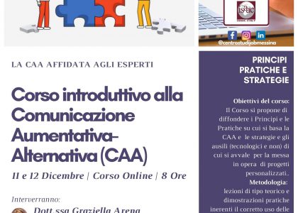 11 e 12 dicembre, Corso introduttivo alla Comunicazione Aumentativa-Alternativa