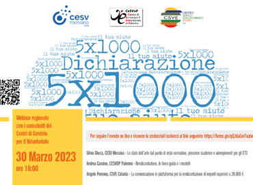 “5 per mille, scadenze e adempimenti”, il 30 marzo webinar dei tre CSV siciliani