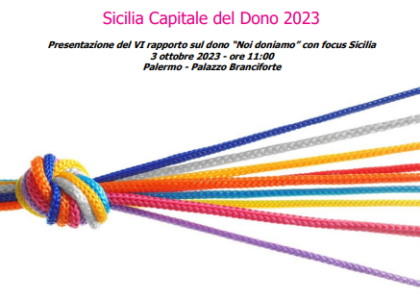 3 ottobre 2023 ore 11. Sicilia capitale del dono: presentazione dei dati sulla propensione a donare