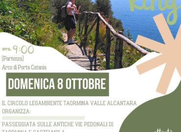 Domenica 8 ottobre, trekking sulle antiche vie pedonali di Taormina e Castelmola