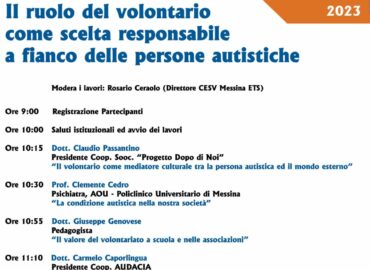 28 ottobre al Salone delle Bandiere, Convegno – Il ruolo del volontario come scelta responsabile a fianco delle persone autistiche