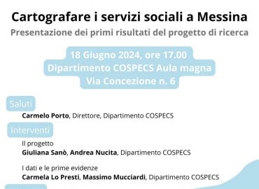 18 giugno ore 17:00, “Cartografare i Servizi Sociali a Messina. Un’indagine etnografica georeferenziata”