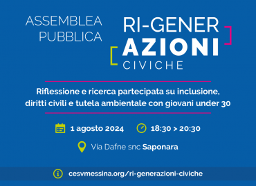 Ri-generazioni civiche, il I agosto assemblea pubblica a Saponara