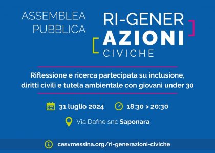 Ri-generazioni civiche, il 31 luglio assemblea pubblica a Saponara