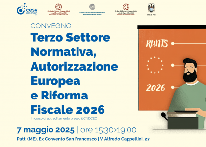 Patti, il 7 maggio seminario congiunto CESV – Ordine dottori commercialisti