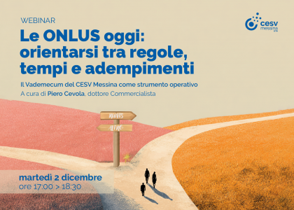 Le Onlus oggi: martedì 2 dicembre il webinar del CESV su regole e tempi