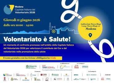 A Modena Capitale Italiana del Volontariato giovedì 11 giugno il focus su salute e comunità