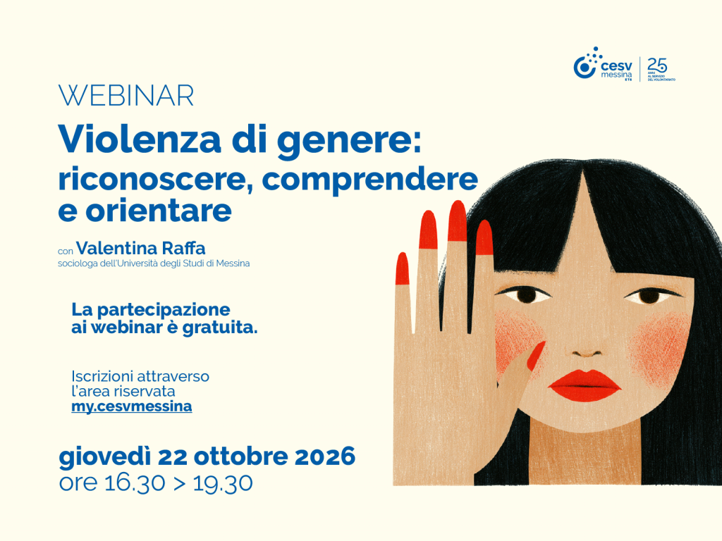 Violenza di genere: il 22 ottobre il webinar CESV inserito sulla piattaforma Gluo